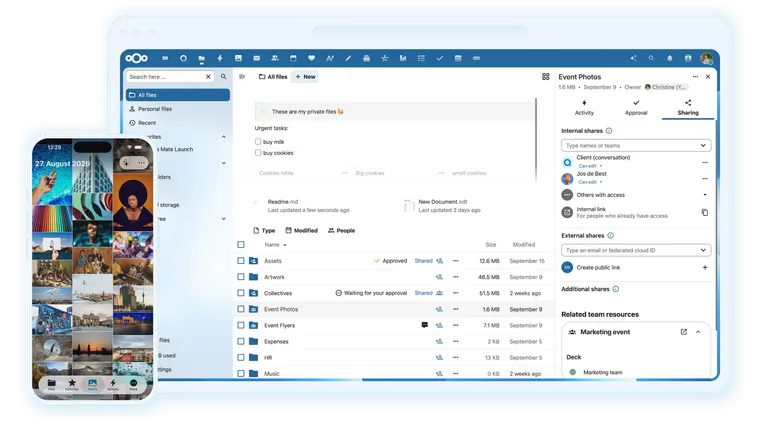 Nextcloud Oberfläche
