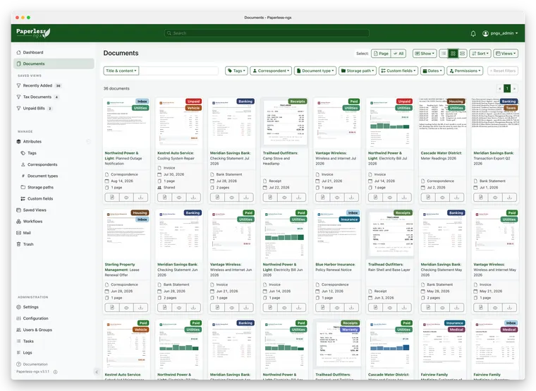 Paperless-ngx Oberfläche